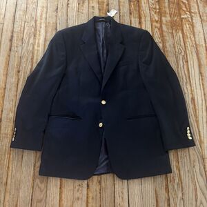 Chaps Navy Sports Coat Sz 38R Gold Crest Buttons